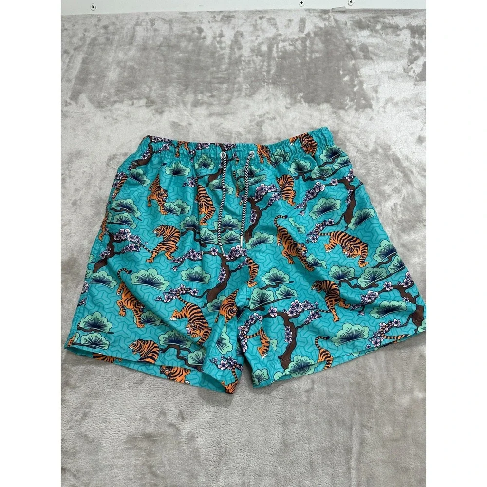 Boardies Shorts Mens Size Large Multicolor Animal Print Elastic Waist Swim Surf